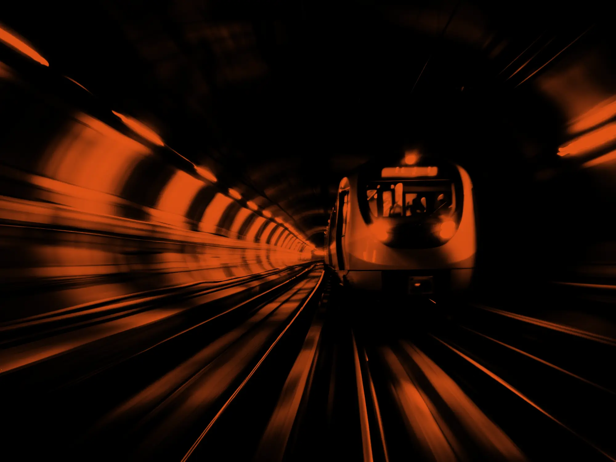 train driving through tunnel